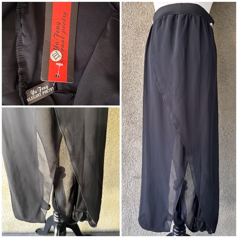 Black Chiffon Lined Haram Pants NWT